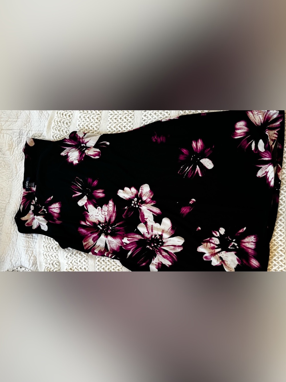 Chaps Women’s Black and Pink Floral Dress